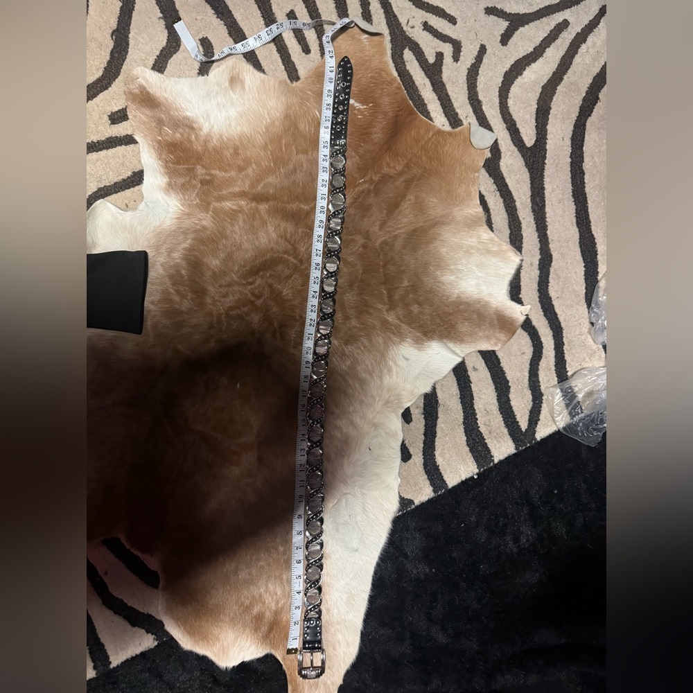 Genuine leather and heavy silver Steampunk VINTAGE metal Belt. Rare and Iconic - Picture 9 of 10